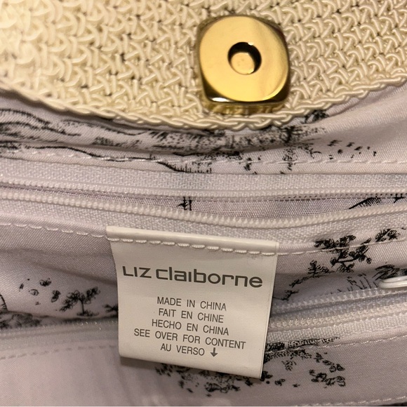 Vintage Liz Claiborne Crocheted Cotton Woven Purse Red Stripes - Picture 3 of 6